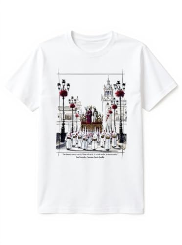 Friking Camisetas Orgánicas Unisex San Gonzalo Semana Santa Sevilla L375 Color Blanco Talla L