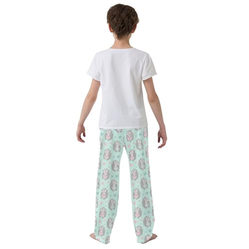 Hedgehog with Love Print Boys Long Pants Soft Trousers Elastic Waist Kids Lounge Bottoms with Pockets S-XL3
