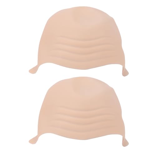 BRRNOO Latex Bald Cap Elastic Bald Head Wig Cap for Cosplay Halloween Costume Kids Teens Adults 2 Pack (Skin Color)