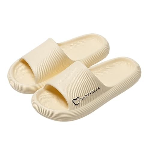 Slippers 2024 New Indoor Mute Slippers Soft Thick Bottom Home Slippers Bathroom Bath Non-Slip Shower Shoes Men and Women Summer Sandals(Yellow,36-37)