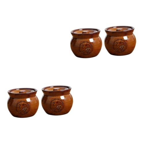 Cabilock 2 Juegos Taza De Sopa Fideos Sartén Verde Olla Sopera Tapa Bochas Sartenes Horno De Cabaña Tazón De Sopa Fritura Mini Cacerola Plato Olla De Sopa Cerámica 2 Piezas * 2