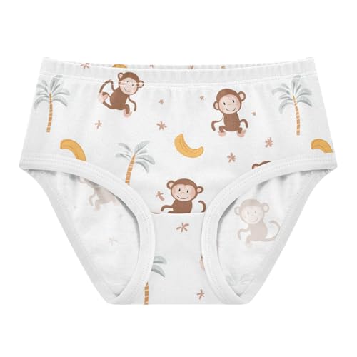Wusikd Cute Monkey Girls' Underwear Cotton Light Brown Girls Briefs Soft Toddler Underwear 2T