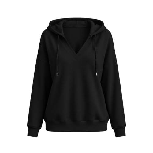 V neck sweatshirt Women Oversized drawstring Long Sleeve Hoodies - image 5