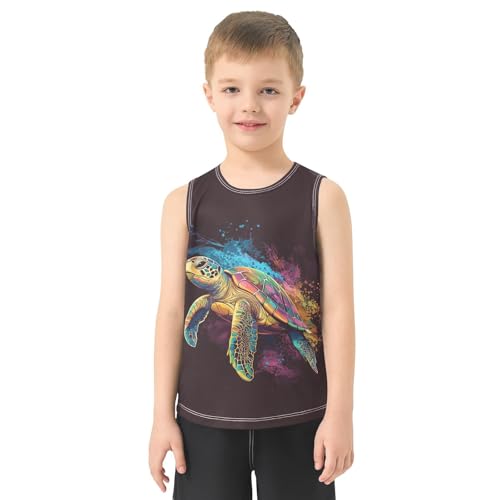 Turtle Splash Dark Brown Boys Tank Tops Toddler Sleeveless Tank Top Undershirts for Summer,3T2