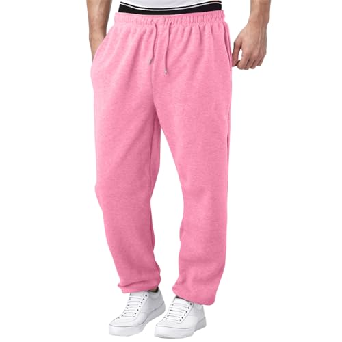 Men's Casual Cargo Pants Drawstring Fleece Workout Athletic Joggers Stretch Sweatpants Baggy Hiking Track Pants with Pockets