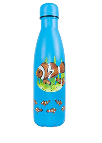 NatureVac, Clown Fish 500ml Insulated Water Bottle from Deluxebase. Blue Stainless Steel Thermal Flask for Gym Office, Travel