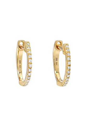 Diamond Huggies Earrings, Zoe Lev Jewelry, 14k Yellow Solid Gold, Pave Diamond Diamond Huggies Earrings, Zoe Lev Jewelry, 14k Yellow Solid Gold, Pave Diamond