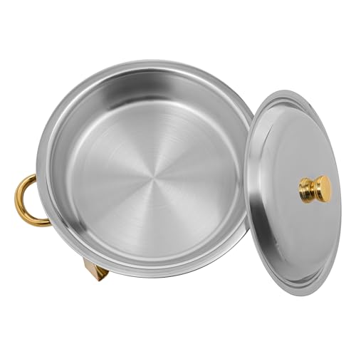 4.5L Abnehmbaren Edelstahl Rund Speisenwärmer 4er Minimalistisch Chafing Dish Set Wärmebehälter für Restaurants, Buffets, Hotels Warmhaltebehälter Buffetwärmer 41x25cm – Bild 5