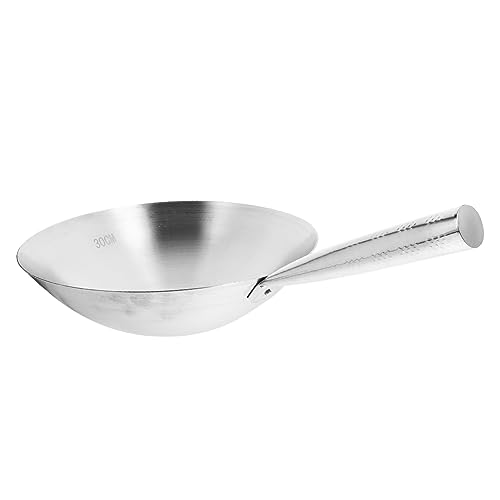 Wok redondo de acero inoxidable con mango ergonómico