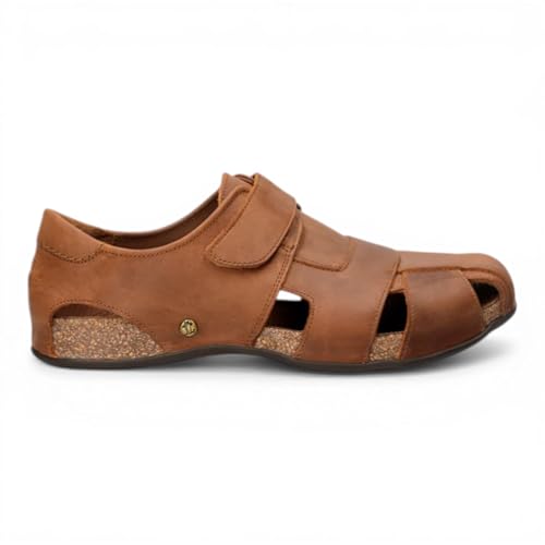 Panama Jack Sandalias de verano para hombre Fletcher Basics C5 de cuero marrón corteza para exteriores.