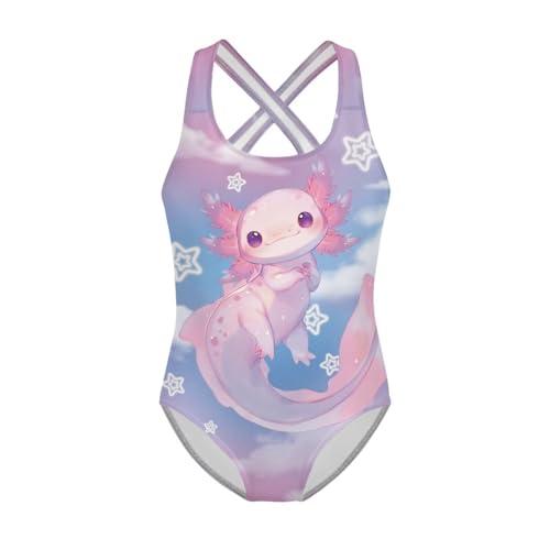Image of Yzaoxia Girls' Swimwear One Piece Swimsuit for Kids Scoop Neck Bathing Suit Round Neck Swim Wear 5-14Y