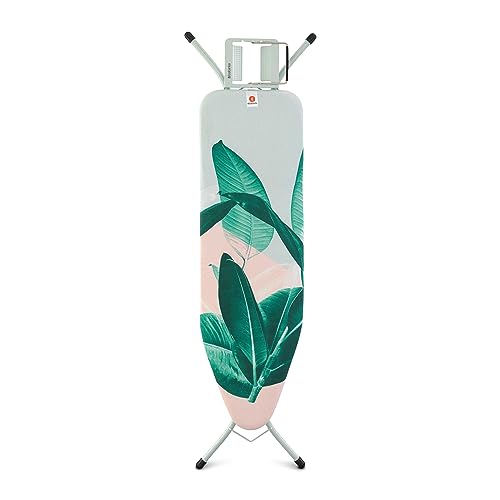 Image of Brabantia Size B Ironing Board (49 x 15 IN) 7 Height Options, Adjustable Steam Iron Rest Holder (Tropical Leaves) Non-Slip Feet, Anti-Collapse Child Locks