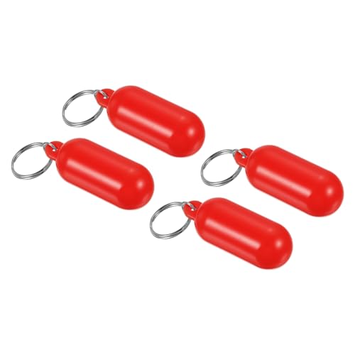 PATIKIL Floating Keychain, 4 Pack Plastic Key Float Surfing Fishing Marine Sailing Key Holder Buoyant Keyrings for Boating Kayaking Water Sports, Red