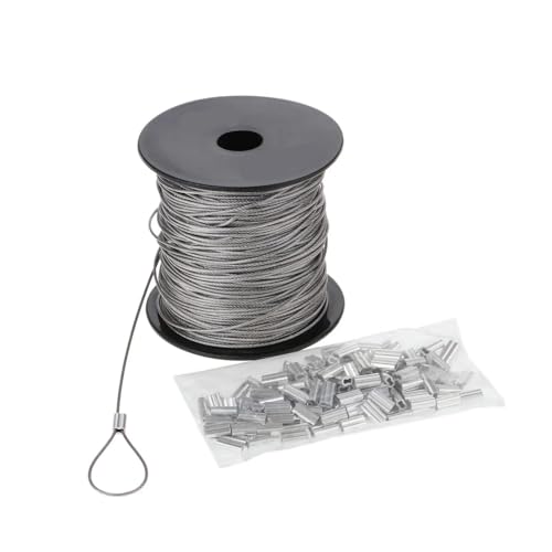 Cable de acero inoxidable de 1mm y 100m con 150 manguitos de engarce incluidos 2
