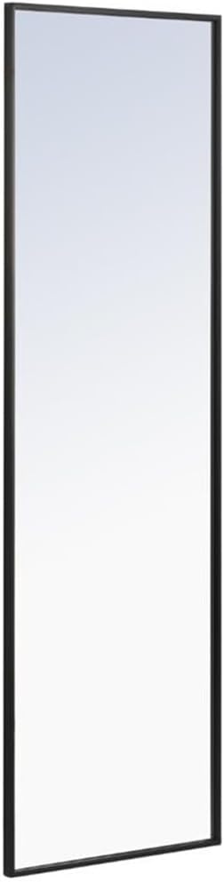 Pemberly Row 60" x 18" Contemporary Rectangle Mirror, Black Metal Frame, Sleek Design, Vertical/Horizontal Mounting for Living Room, Office, Bedroom, Entryway or Bathroom Use