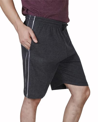 Image of Particle Men's Plus Size Bermuda Lounge Shorts | 230 GSM Ribbed Cotton | Half Pants with Twin Piping | Home, Walk, Travel & Casual Wear | XL to 5XL | Waist 34-52 Inch | 5 Colours