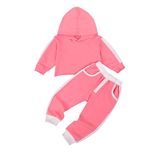 Toddler Baby Girl Boy Fall Sports Clothes Long Sleeve T-Shirt Hoodie Sweatshirt Pants 2Pcs Tracksuit Outfits Set (Pink, 4-5Years)