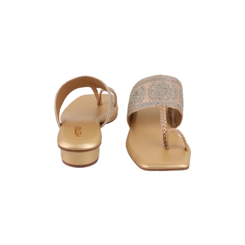 Image of Metro Women Embellished Ethnic Kolhapuri Block Heel Slip-on Sandal