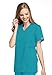 Cherokee Women's Workwear Scrubs Tie Back Mock Wrap Tunic, Teal Blue, Large