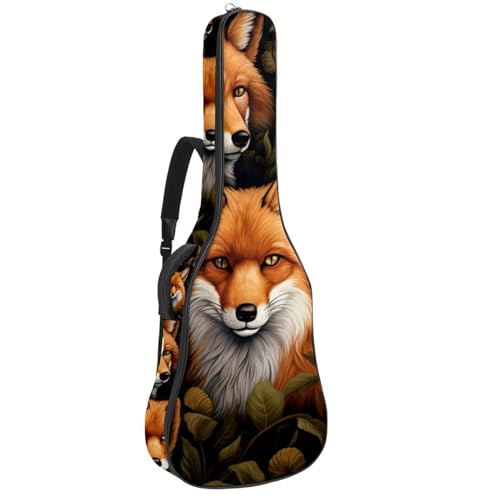 Sac pour guitare magnifique avec finitions soignées et motif artistique renard