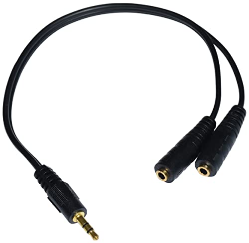 BAFX Products 10" Male to Female 3.5mm Audio Stereo Headphone Y Splitter Extension Cable - Dual Female / Single Male