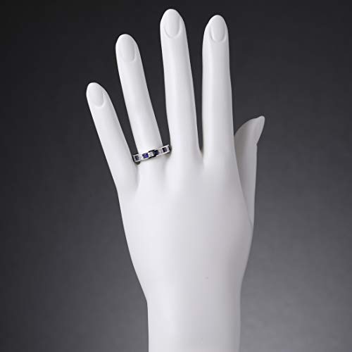 PEORA Half Eternity Wedding Ring Band for Women 925 Sterling Silver in Princess Cut Gemstones, Sizes 5 to 93