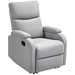 HOMCOM Poltrona Relax Reclinabile Manuale 60°, Poltrona con Poggiapiedi, Poltroncina Reclinabile con Schienale Imbottitura Spessa in Tessuto per Camera da Letto, Salotto e Soggiorno, Grigio