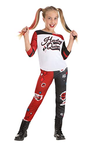 Fun Costumes Girl's Harley Quinn Suicide Squad Costume, Jester Jumpsuit for Super Villain Outfit, Comic Cosplay & Halloween Large
