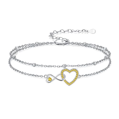 Image of Anklet for Women 925 Sterling Silver Double Infinity Ankle Bracelet Waterproof Summer Jewelry Anniversary Birthday Gifts for Her