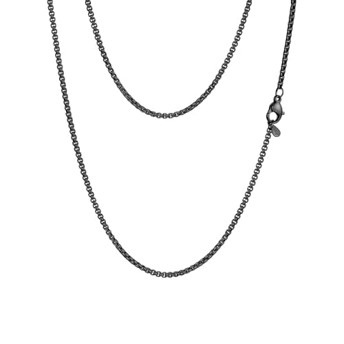 PROSTEEL Squre Rolo Link Chains, Stainless Steel/18K Gold/Black Necklace,2mm/3mm/6mm/9mm Width, Strong Lobster Clasp & Durable Chain for Mens Womens Jewelry,18"-30",with Gift Box 26 inches 2