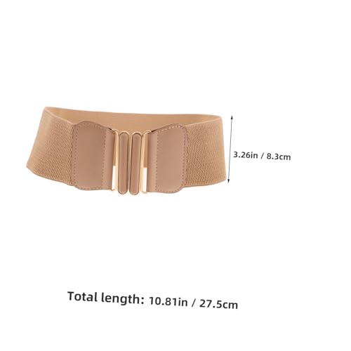 Beaupretty Wide Elastic Belt for Women Adjustable Waist Belt with Stylish Double Oval Buckle Versatile Fashion Accessory for Dresses and Casual Outfits2