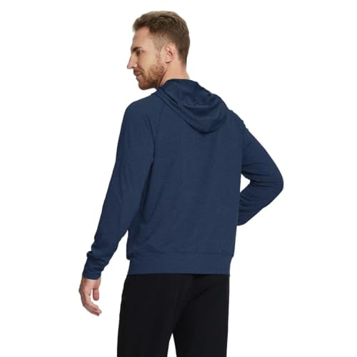 M MAELREG Mens Hoodie Pullover Performance Dry Fit Lightweight Quarter Zip Workout Sport Golf Hooded Sweatshirt Men Cobalt Heather — view 4