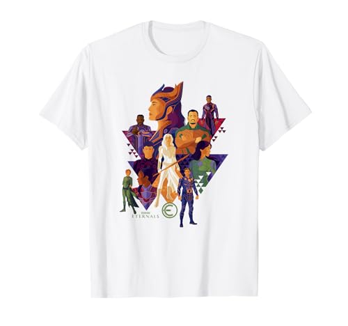 T-shirt Marvel Eternals imprimé géométrique avec portrait de groupe de super-héros pour fan