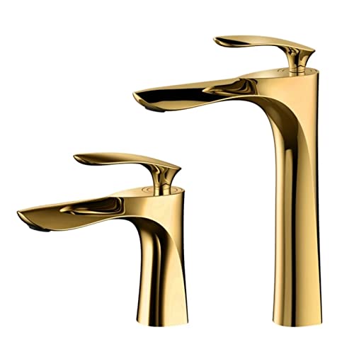 Robinet de lavabo doré anti-éclaboussures avec mitigeur moderne sur pont - 3