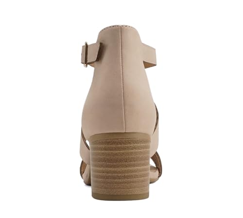 Image of Soda inchNorway inch ~ Women Open Toe Closed Back Counter Cutout Upper Low Block Heel Sandal with Adjustable Ankle Strap