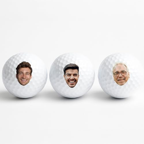 Firebox Personalisierbare Golfbälle 3er Set mit Foto – Dein Gesicht auf dem Ball – originelle Geschenkidee für Golfer – Golfball personalisiert –...