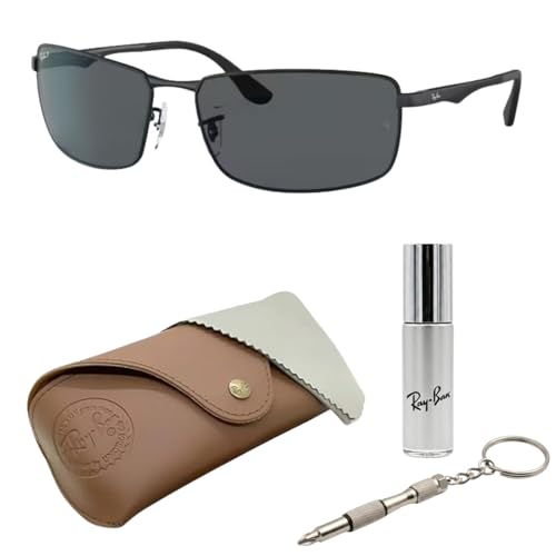 Image of Ray-Ban RB3498 Rectangle Shaped Sunglasses for Men with Official RAYBAN Eyewear Kit