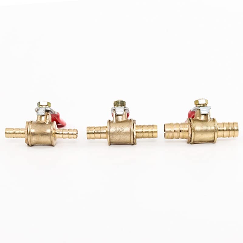 Conector de toque de manguera, Válvula en línea de espiga for manguera de 2 uds, accesorios de válvula de bola de corte de tuberías de agua, aceite, gas y combustible de latón de 6mm-12mm(Tu