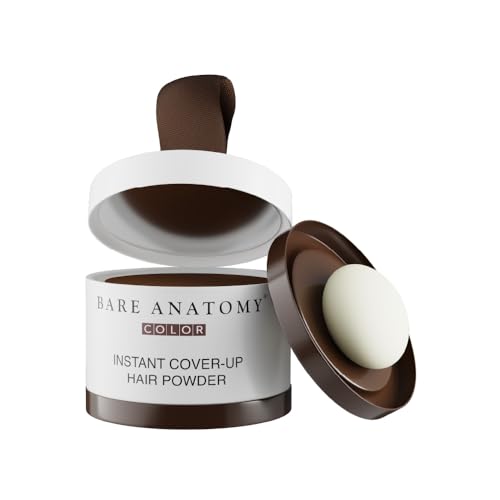Image of Bare Anatomy Instant Cover-Up Hair Powder | 100% Instant Grey Coverage | Seamless Natural Finish | Gentle, Non-Drying Formula | Brown Color | 4gm