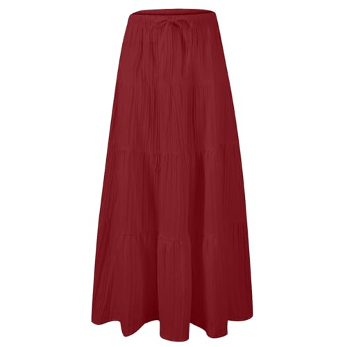 Skirt for Women Maxi Long Bodycon Vacation Boho Pleated Low Rise Basic Skirts Women 20254