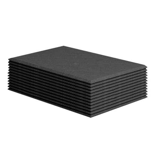 Steowsey Paquete de 12 paneles acústicos autoadhesivos, paneles de espuma a prueba de sonido, paneles de pared insonorizados de alta densidad, fáciles de instalar, fáciles de usar, color negro, 15.7 x