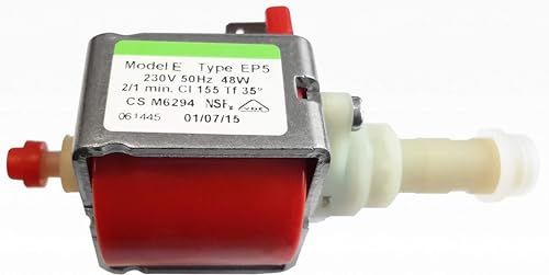 Pompe à eau Ulka EP5 48 W 230 V 50 Hz pour machine à café ; compatible avec / remplacement pour Philips Saeco 422245945091, DeLonghi 5132106900, Whirlpool...