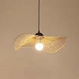 NOCHX Retro Creative Style Bambus Gewebt Pendelleuchte E27 Basis Hand Gewebt Teezimmer Kronleuchter Bohemian Stil Höhenverstellbar Restaurant Kleidungsgeschäft Boho Lampenschirm Hängelicht(45cm)