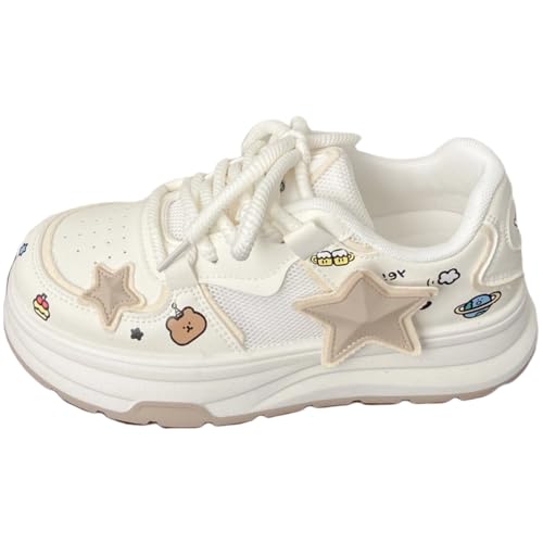Y2k Cute Star Platform Chunky Sneakers for Women and Girls Retro Mesh Breathable Aesthetic Casual Summer Walking Shoes