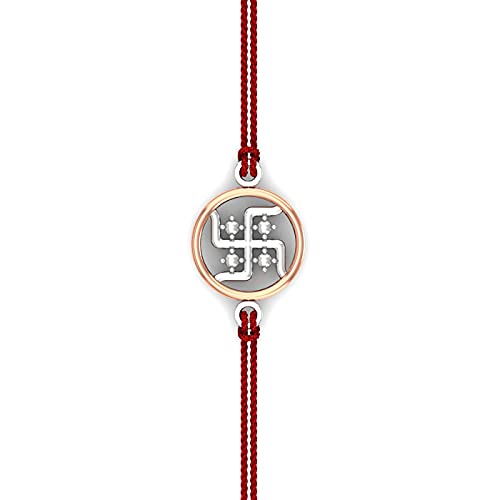 Image of KuberBox Swastik 925 Sterling Silver Rakhi Bracelet for Raksha Bandhan For Brother