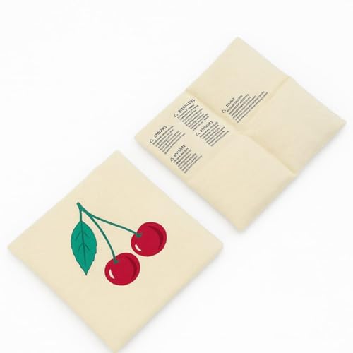 Deka Cherry Stone Filled Heating Pad 100% Cotton Microwave Heat Pillow 21x21cm Natural Cherry Pit Neck & Shoulder Warmer Hot & Cold Compress Washable Cover