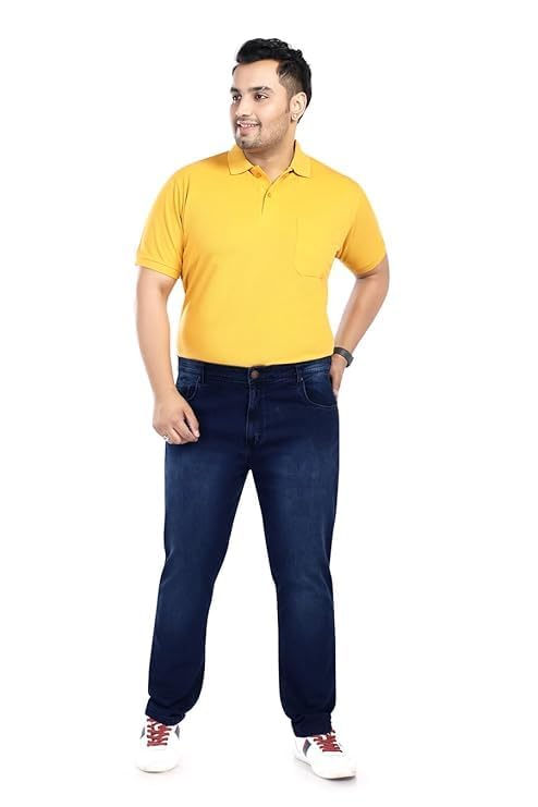 Image of Pluss Tribe - Plus Size Jeans for Men - Denim Jeans - Ideal for Casual, Office Available Sizes : 40 to 52