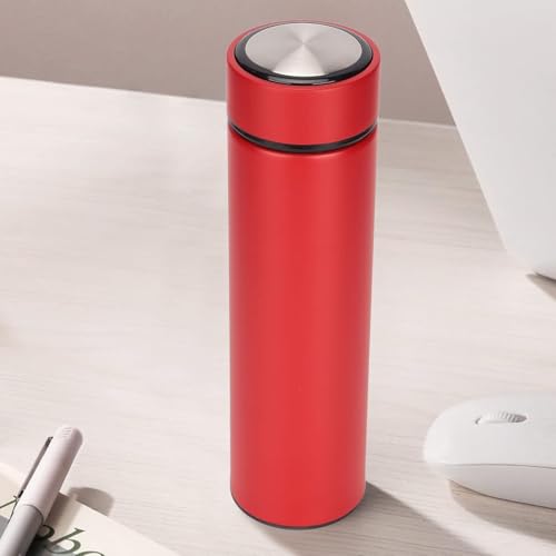 Image of Stainless Steel Smart Water Bottle with LED Temperature Display Double Wall Insulated Leak-Proof Flask Keeps Drinks Hot /Cold for 24 Hour (500ml) (Red)