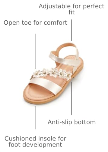 Image of PANDANINJIA Girls Sandals Open Toe Summer Flats Dress Shoes