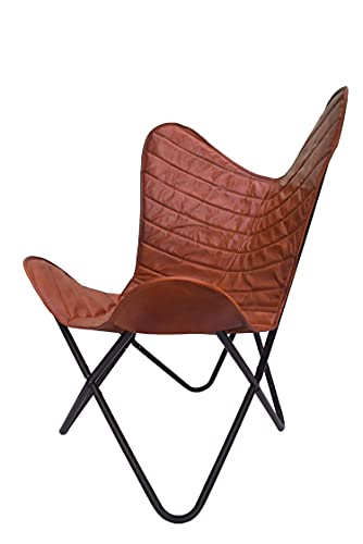 Sillón Plegable Cuero Marrón Claro miniatura 1